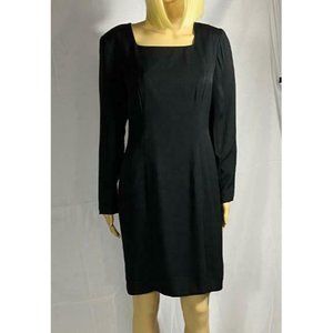 Decade Designs Vintage Black Dress Long Sleeve W Shoulder Pads
